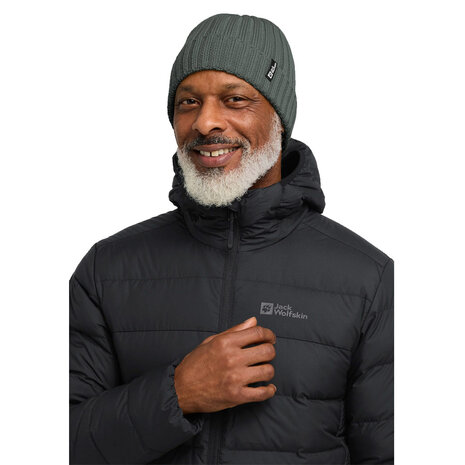Jack Wolfskin Rib Knit Beanie Slate Green Muts Jack Wolfskin Rib Knit Beanie Slate Green Muts