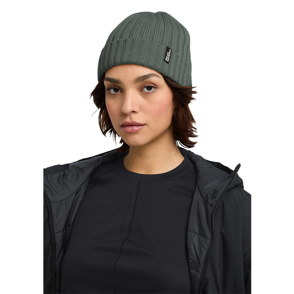 Jack Wolfskin Rib Knit Beanie Slate Green Muts Jack Wolfskin Rib Knit Beanie Slate Green Muts