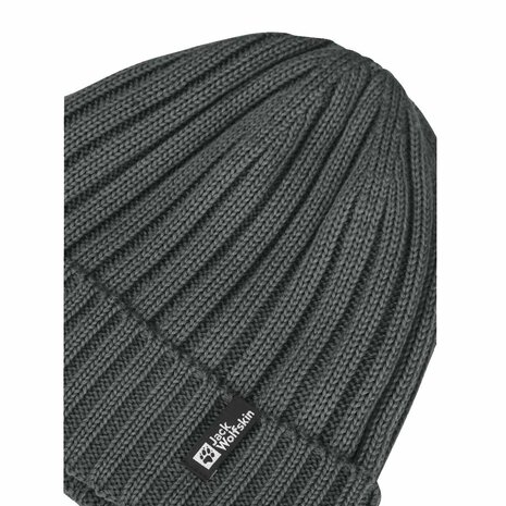 Jack Wolfskin Rib Knit Beanie Slate Green Muts Jack Wolfskin Rib Knit Beanie Slate Green Muts