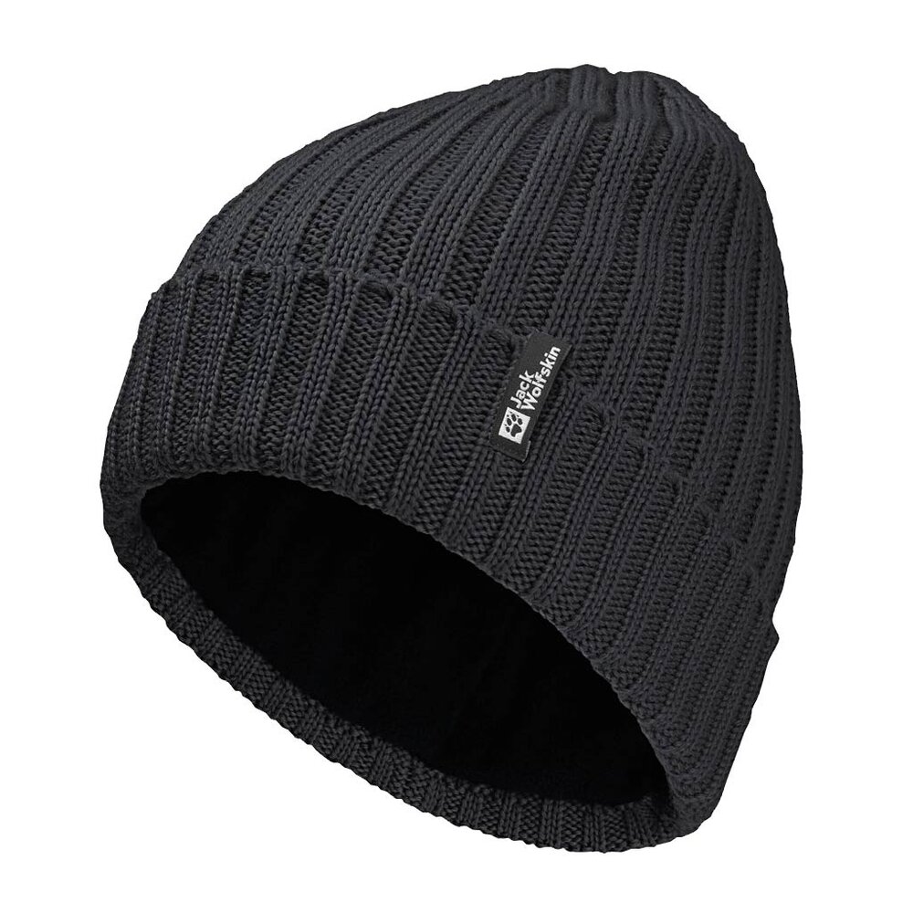 Jack Wolfskin Rib Knit Beanie Black Muts Jack Wolfskin Rib Knit Beanie Black Muts