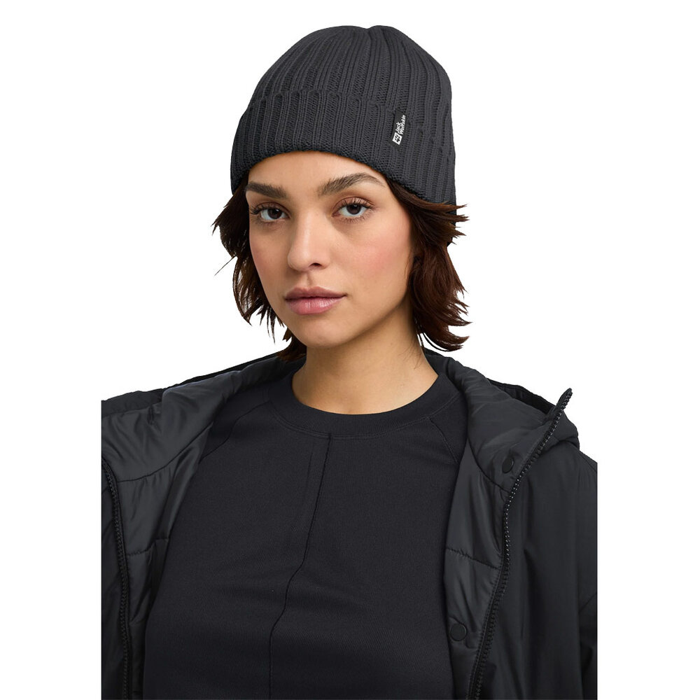 Jack Wolfskin Rib Knit Beanie Black Muts Jack Wolfskin Rib Knit Beanie Black Muts