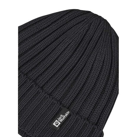 Jack Wolfskin Rib Knit Beanie Black Muts Jack Wolfskin Rib Knit Beanie Black Muts