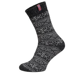 Woolwear 80% Wol Antraciet Ecru Noorse Sokken Woolwear 80% Wol Antraciet Ecru Noorse Sokken