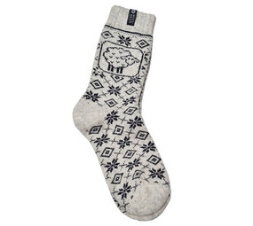Woolwear of Scandinavia Ecru wollen sokken met schaapmotief Woolwear of Scandinavia Ecru wollen sokken met schaapmotief