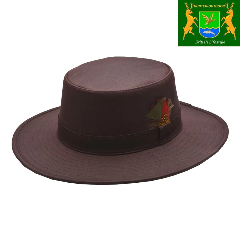 Hunter Outdoor Feather Hat Brown Hoed