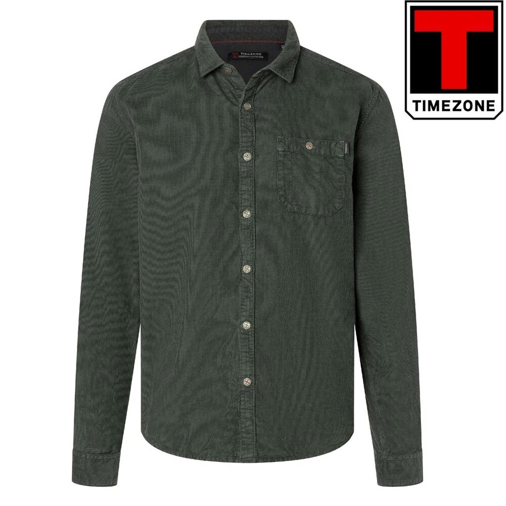 Timezone Corduroy Shirt Black Olive Overhemd Heren Timezone Corduroy Shirt Black Olive Overhemd Heren