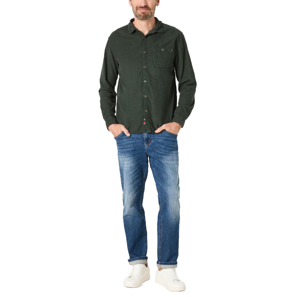 Timezone Corduroy Shirt Black Olive Overhemd Heren Timezone Corduroy Shirt Black Olive Overhemd Heren