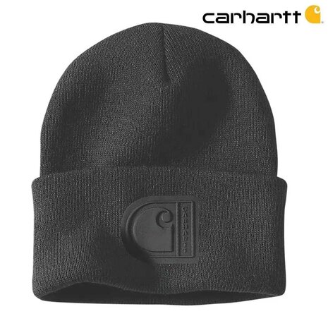 Carhartt Knit Cuffed C Patch Beanie Zwart Muts Carhartt Knit Cuffed C Patch Beanie Zwart Muts
