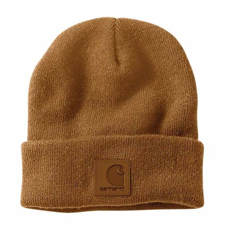 Carhartt Leatherette Watch Cap Bruin Muts Carhartt Leatherette Watch Cap Bruin Muts
