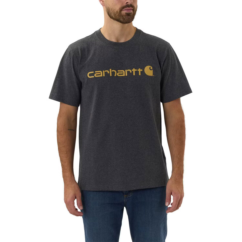 Carhartt Dearborn Logo Shortsleeve Carbon Heather T-Shirt Heren Carhartt Dearborn Logo Shortsleeve Carbon Heather T-Shirt Heren