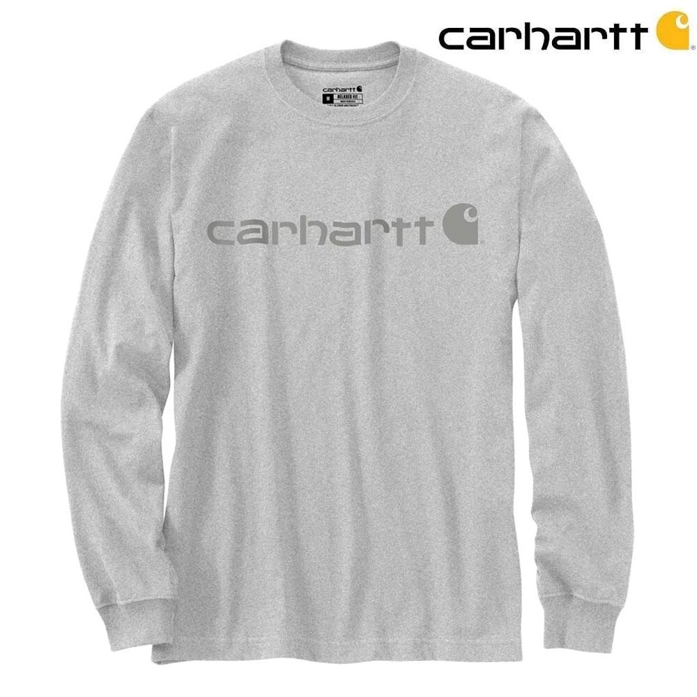 Carhartt Dearborn Relaxed Longsleeve Logo Heather Gray Shirt Heren