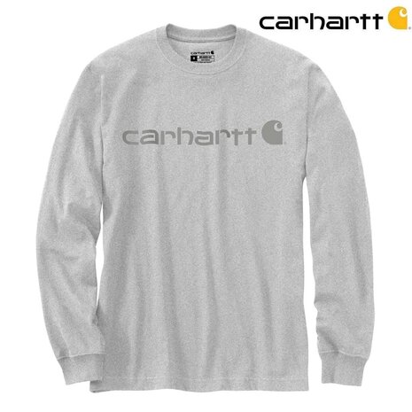 Carhartt Dearborn Relaxed Longsleeve Logo Heather Gray Shirt Heren