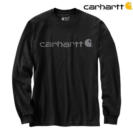 Carhartt  Dearborn Relaxed Longsleeve Logo Black Shirt Heren