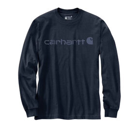 Carhartt Dearborn Relaxed Longsleeve Logo Navy Shirt Heren
