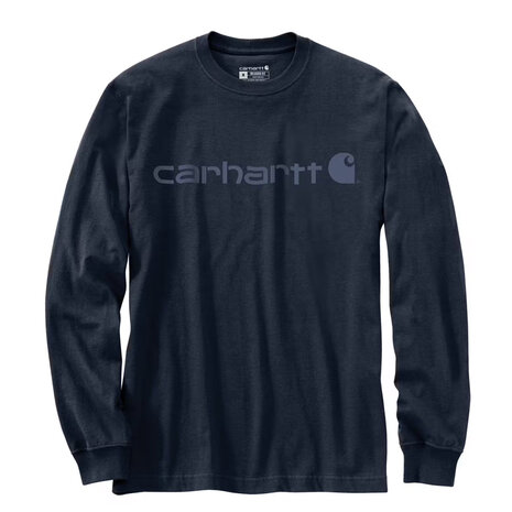 Carhartt Dearborn Relaxed Longsleeve Logo Navy Shirt Heren