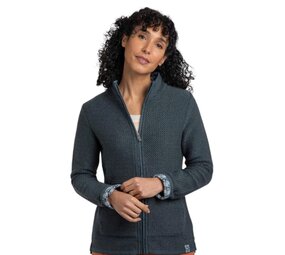 Weird Fish Sontee Full Zip Macaroni Navy Vest Dames