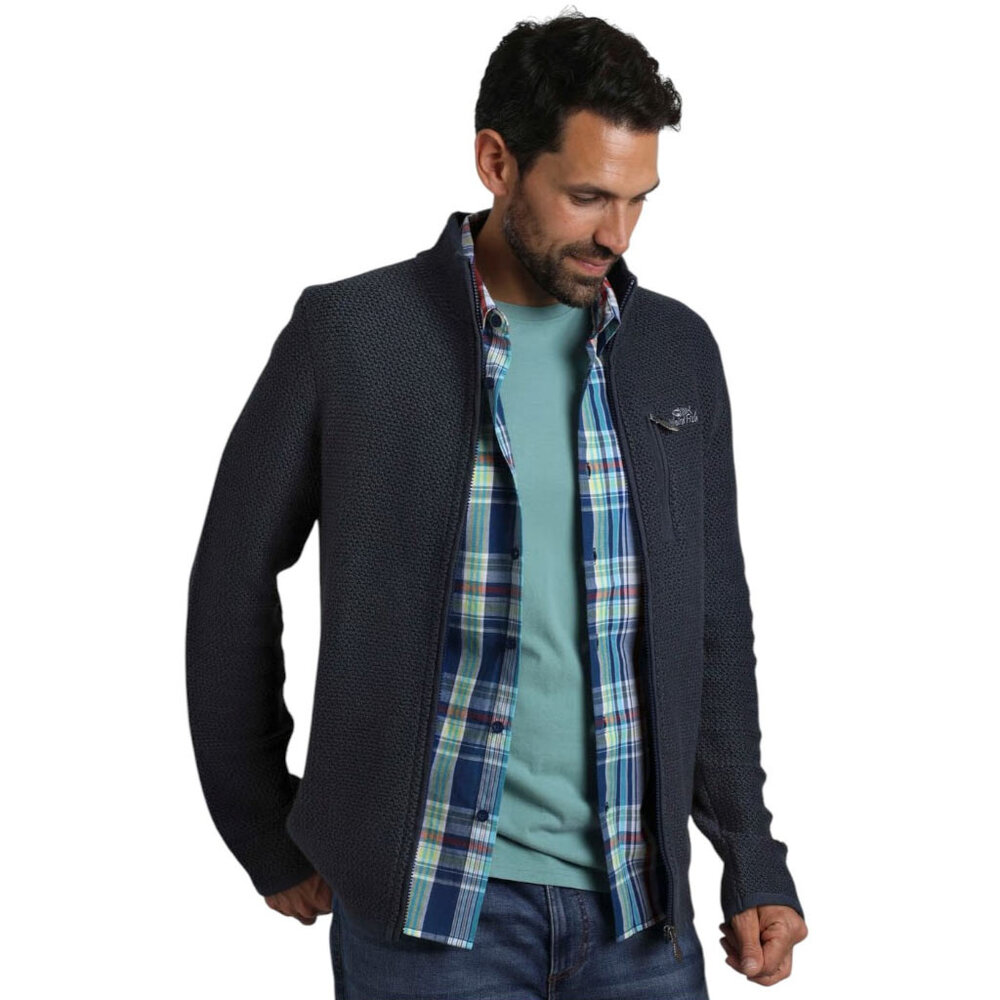 Weird Fish Transom Full Zip Macaroni Navy Vest Heren