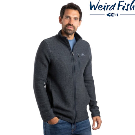 Weird Fish Transom Full Zip Macaroni Navy Vest Heren