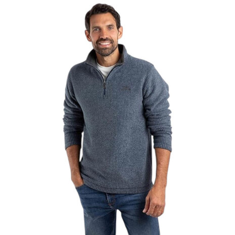 Weird Fish Newark 1/4 Zip Grid Navy Fleece Trui Heren
