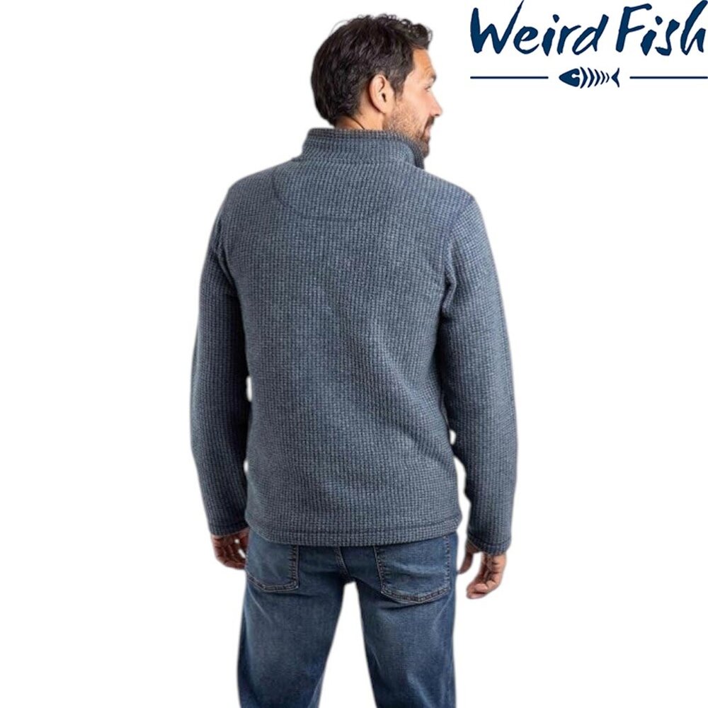 Weird Fish Newark 1/4 Zip Grid Navy Fleece Trui Heren