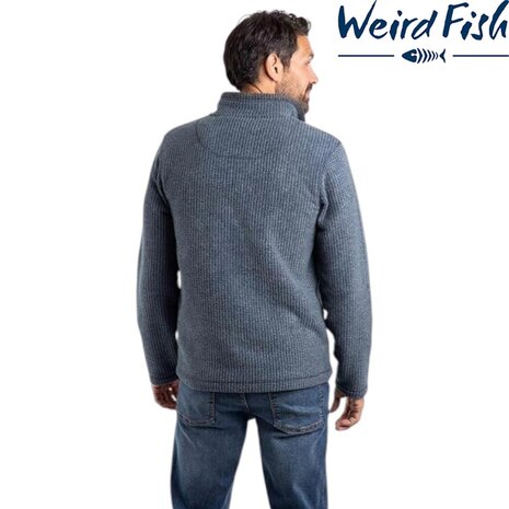 Weird Fish Newark 1/4 Zip Grid Navy Fleece Trui Heren