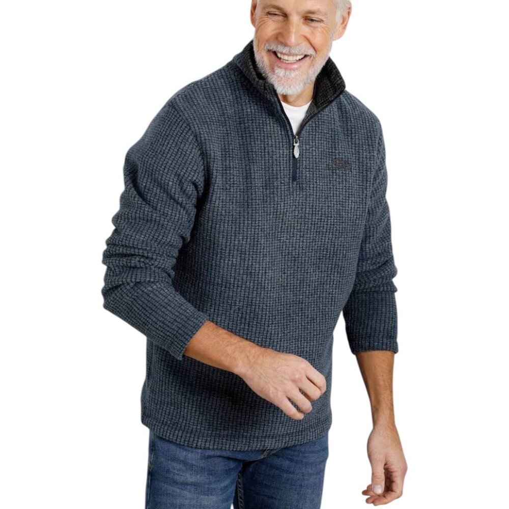 Weird Fish Newark 1/4 Zip Grid Navy Fleece Trui Heren