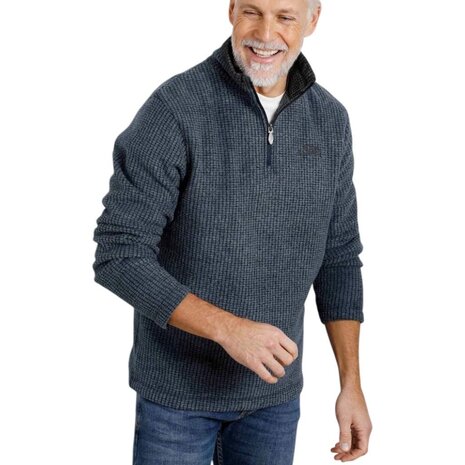 Weird Fish Newark 1/4 Zip Grid Navy Fleece Trui Heren