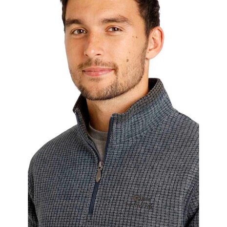Weird Fish Newark 1/4 Zip Grid Navy Fleece Trui Heren