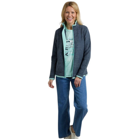 Weird Fish Ariana Full Zip Grid Rich Navy Fleece Vest Dames