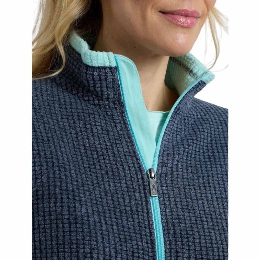 Weird Fish Ariana Full Zip Grid Rich Navy Fleece Vest Dames