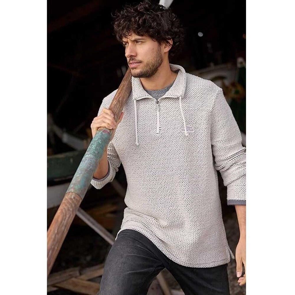 Weird Fish Cruiser 1/4 Zip Macaroni Ecru Sweatshirt Heren