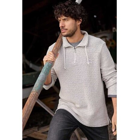 Weird Fish Cruiser 1/4 Zip Macaroni Ecru Sweatshirt Heren