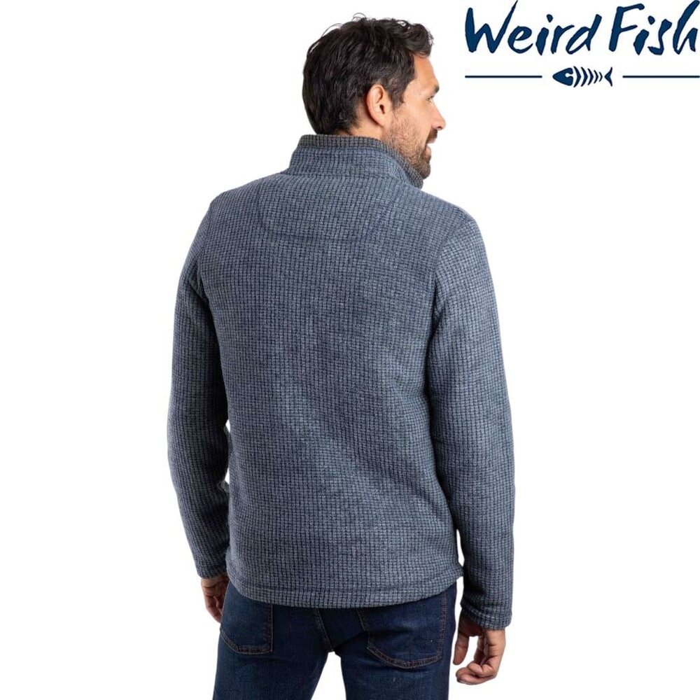 Weird Fish Shires Full Zip Grid Navy Fleece Vest Heren