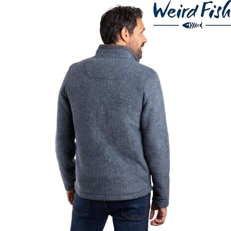 Weird Fish Shires Full Zip Grid Navy Fleece Vest Heren