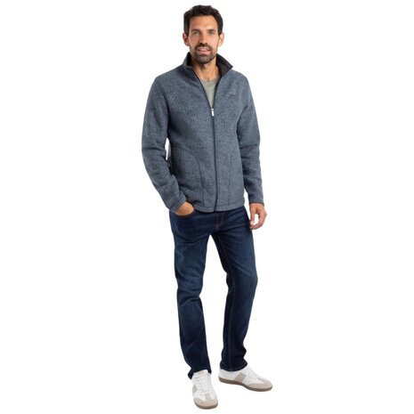 Weird Fish Shires Full Zip Grid Navy Fleece Vest Heren