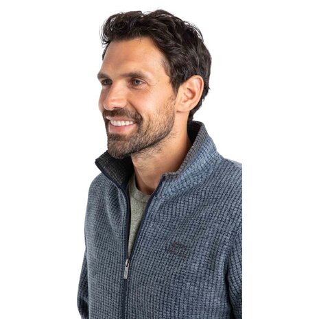 Weird Fish Shires Full Zip Grid Navy Fleece Vest Heren