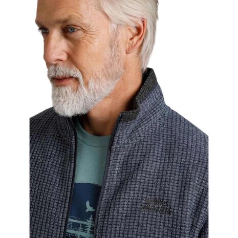 Weird Fish Shires Full Zip Grid Navy Fleece Vest Heren