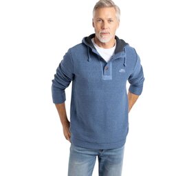 Weird Fish Bakersfield Button Neck Macaroni Mid Blue Hoodie Heren