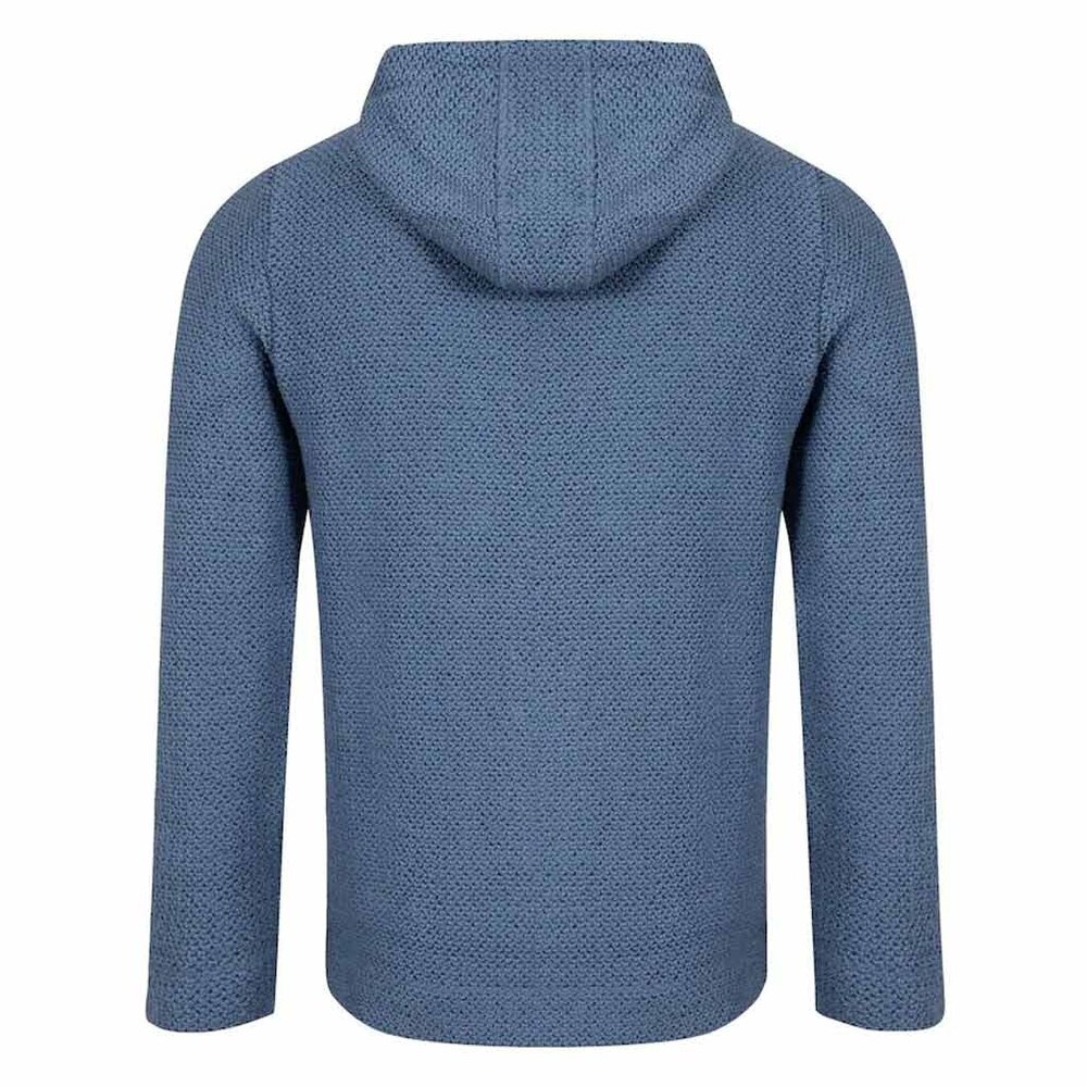 Weird Fish Bakersfield Button Neck Macaroni Mid Blue Hoodie Heren