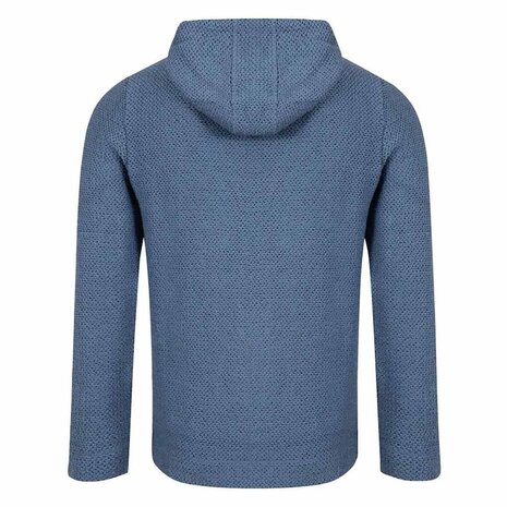 Weird Fish Bakersfield Button Neck Macaroni Mid Blue Hoodie Heren