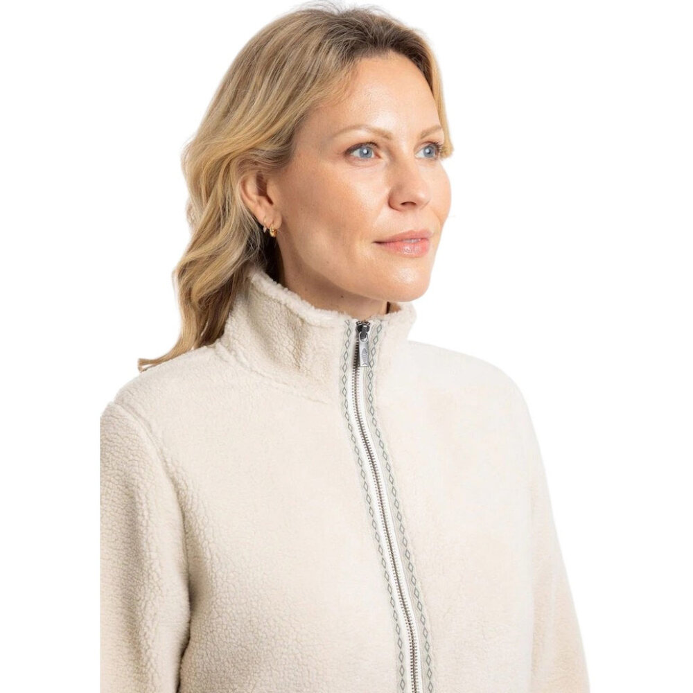 Weird Fish Lucille Lightweight Full Zip Borg Ecru Fleece Vest Dames