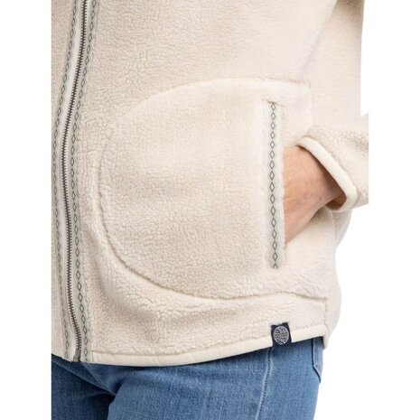 Weird Fish Lucille Lightweight Full Zip Borg Ecru Fleece Vest Dames