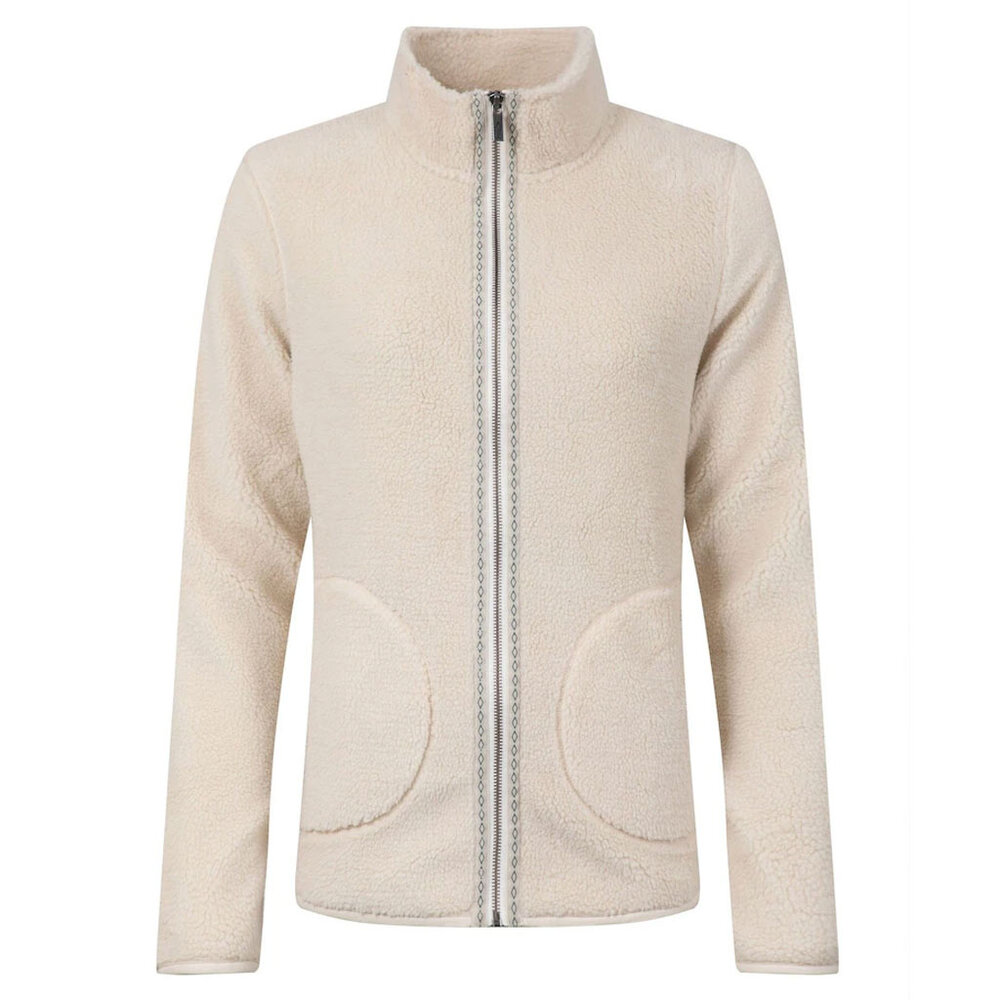 Weird Fish Lucille Lightweight Full Zip Borg Ecru Fleece Vest Dames