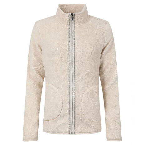 Weird Fish Lucille Lightweight Full Zip Borg Ecru Fleece Vest Dames