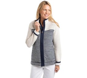 Weird Fish Zoe Full Zip Striped Colour Block Macaroni Ecru Vest Dames
