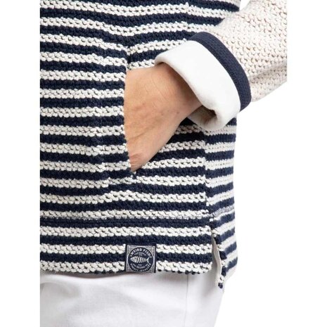 Weird Fish Zoe Full Zip Striped Colour Block Macaroni Ecru Vest Dames