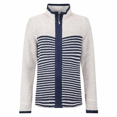 Weird Fish Zoe Full Zip Striped Colour Block Macaroni Ecru Vest Dames