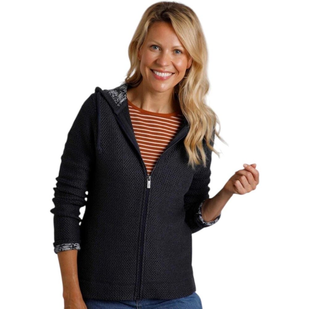 Weird Fish Chicoa Full Zip Macaroni Hoodie Navy Vest Dames
