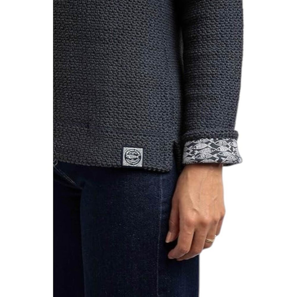 Weird Fish Chicoa Full Zip Macaroni Hoodie Navy Vest Dames