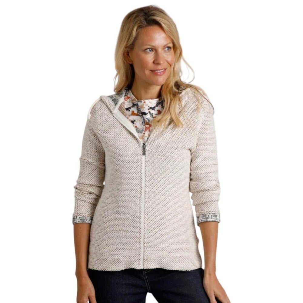 Weird Fish Chicoa Full Zip Macaroni Hoodie Ecru Vest Dames